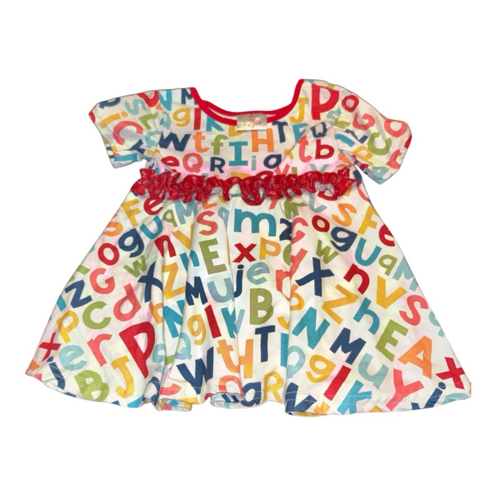 Ruffle Girl Multicolor Alphabet Dress Size XL (fits a 5t) AR17